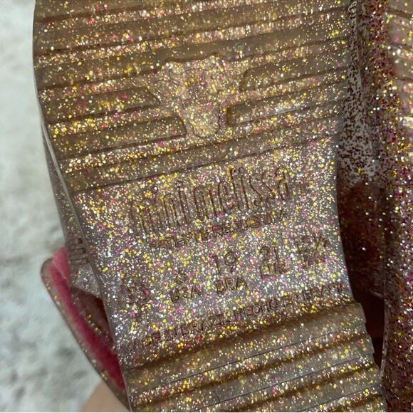 Mini Melissa × Fabula Pink Glitter Jelly Slingback Sandals Toddler Size 6 - Picture 7 of 7
